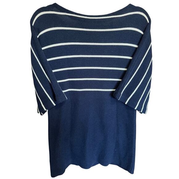 Tory Burch Striped Sweater Top Knitted Cashmere Silk Navy Blue White Size Medium - Picture 7 of 12